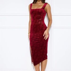 Hello Molly Asymmetrical Red Rose Dress